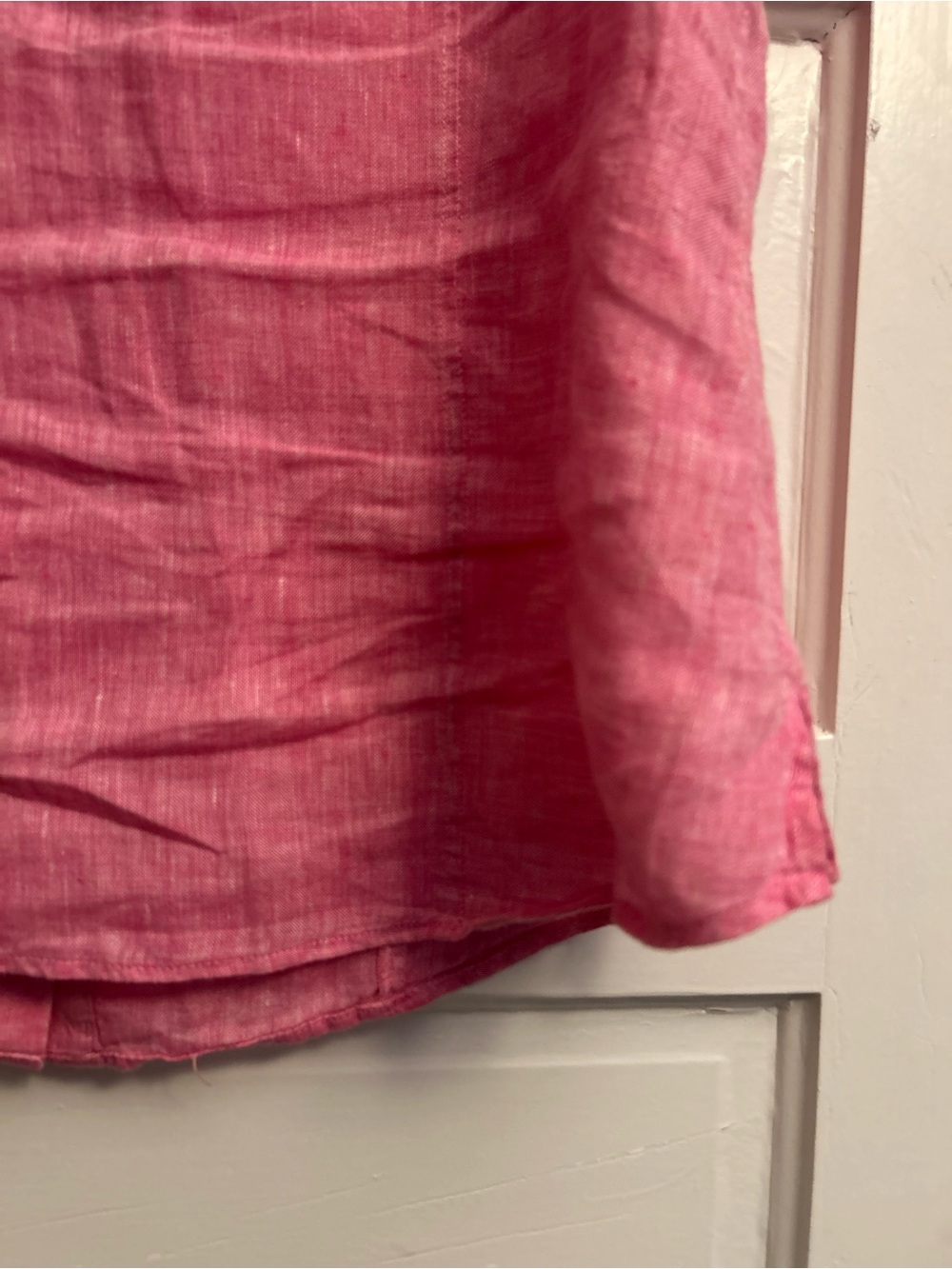 LINEN Coldwater Creek Rose-Pink Linen Button-Up Short Sleeve Blouse - Picture 6 of 9